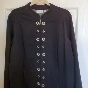 Quacker Factory Dress Jacket/Black with rhinestone accents on front and cuffs
